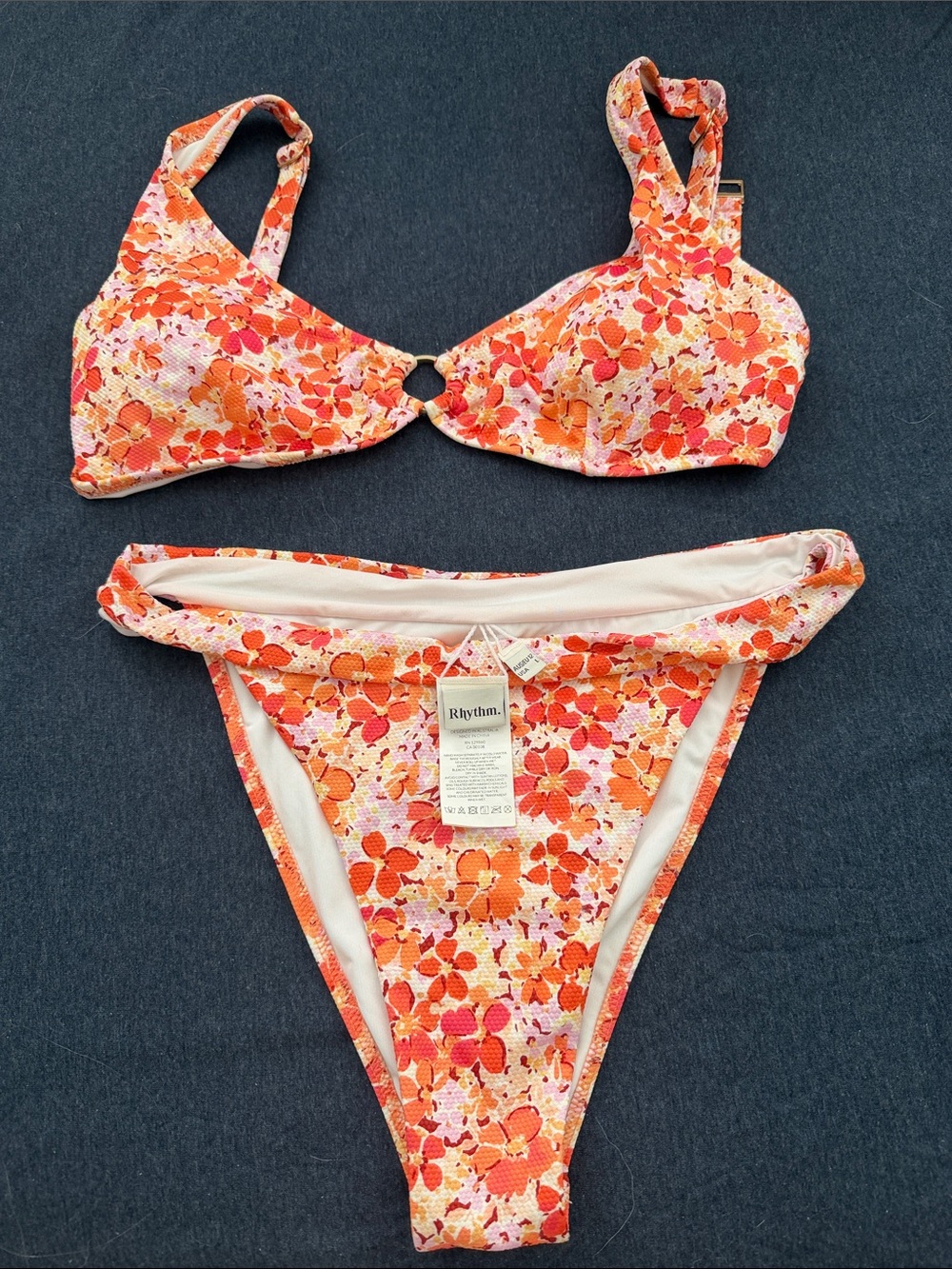 Rhythm. Orange & Pink Floral Ring Bikini Set